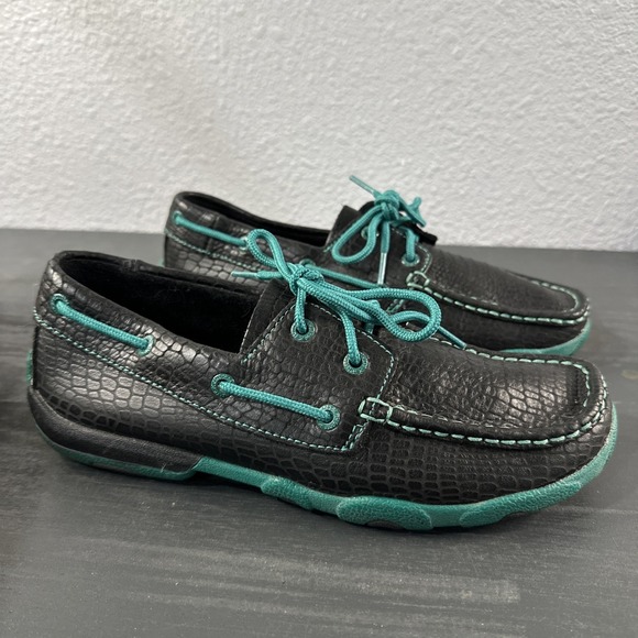 Twisted X Women's Driving Moccasin Leather Shoes WDM0062 Size 8M Black - Picture 1 of 5